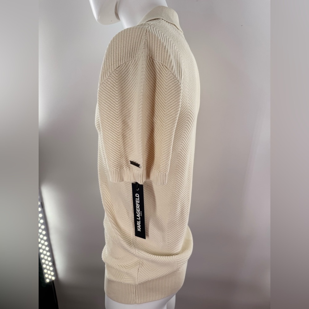 NWT Karl Lagerfeld Paris Textured Open Collar Polo - Picture 9 of 15